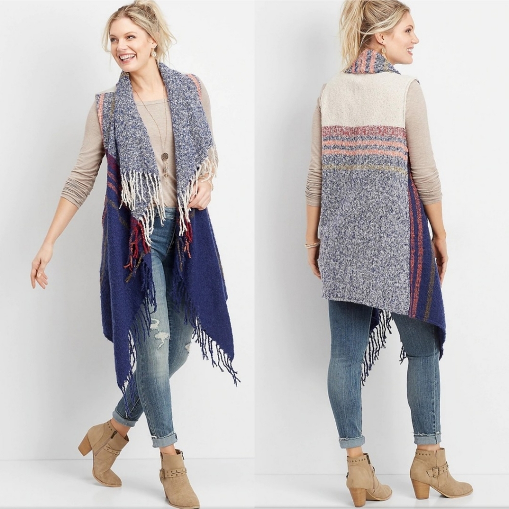 Maurice Fringe Open Cardigan Vest